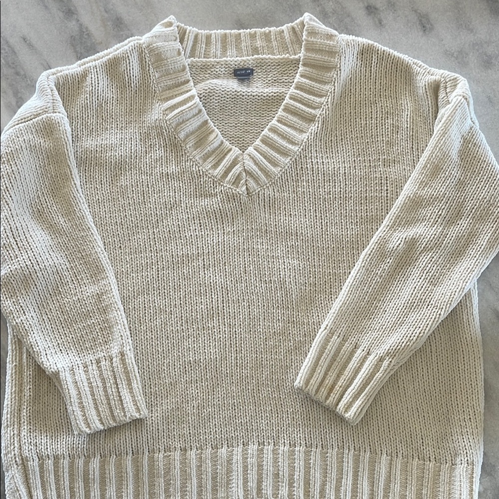 aerie Oversized V-Neck Ribbed Knit Sweater